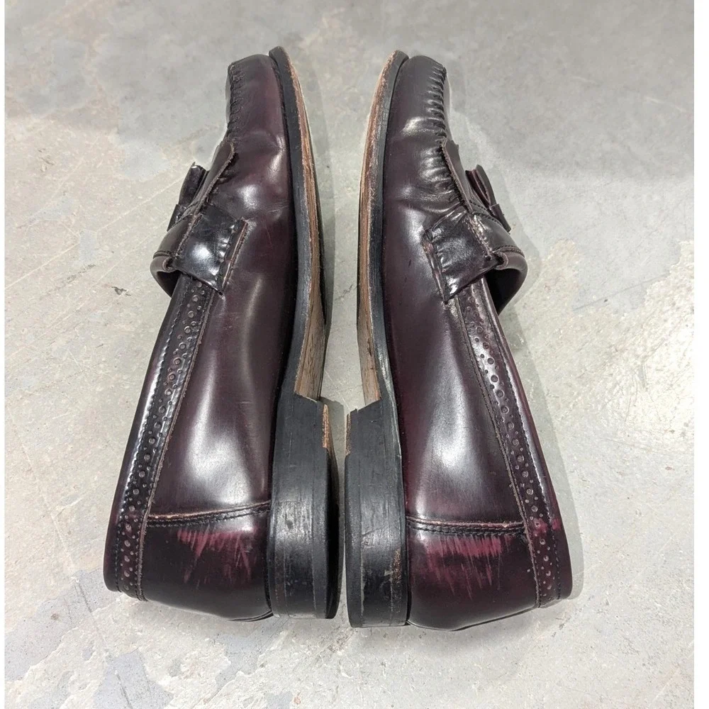 Ivy Heritage Burgundy Leather Kiltie Tassel Loafers VTG G.H. Bass 10D Preppy